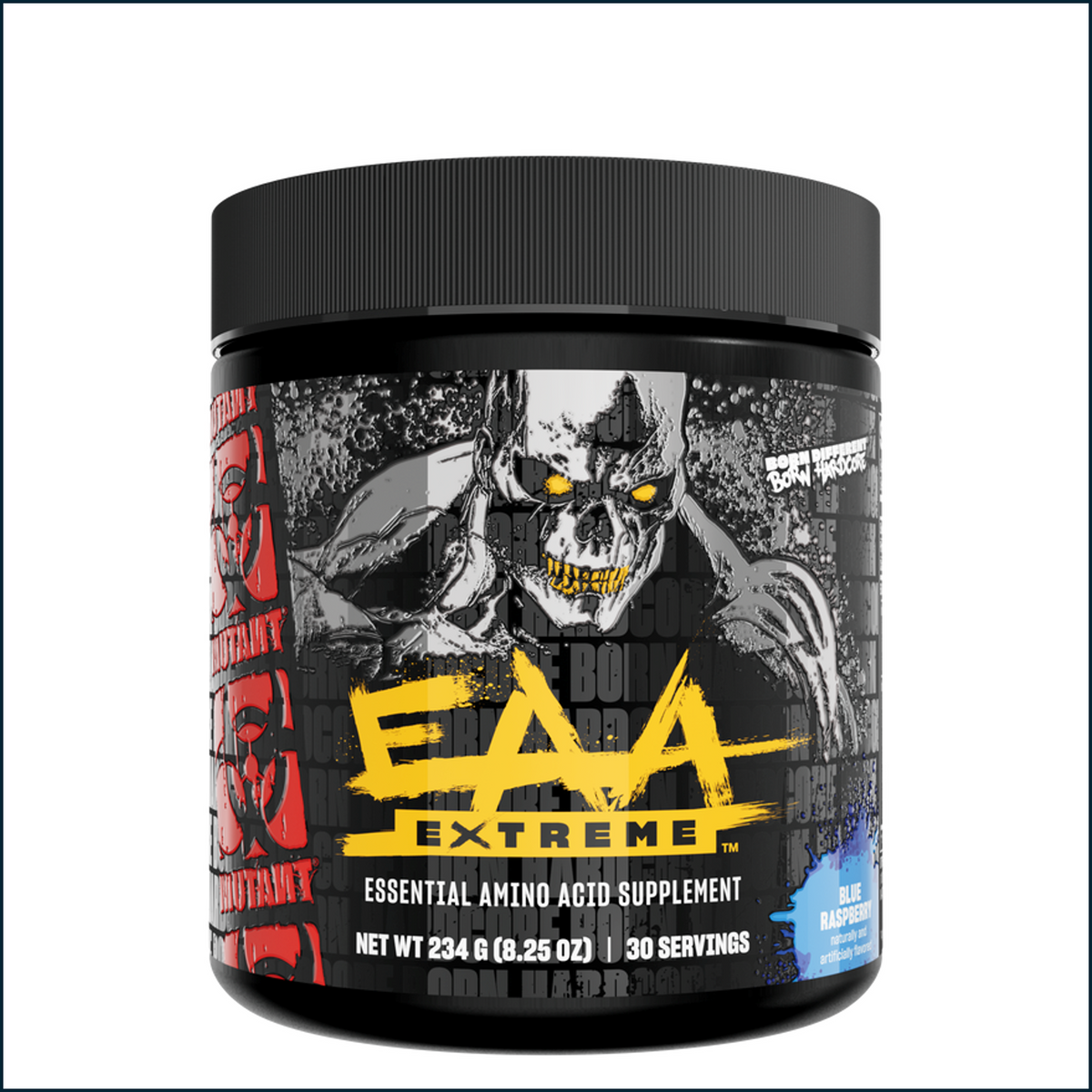 Supplement container labeled 'EAA Extreme' with a black and yellow design on a white background.