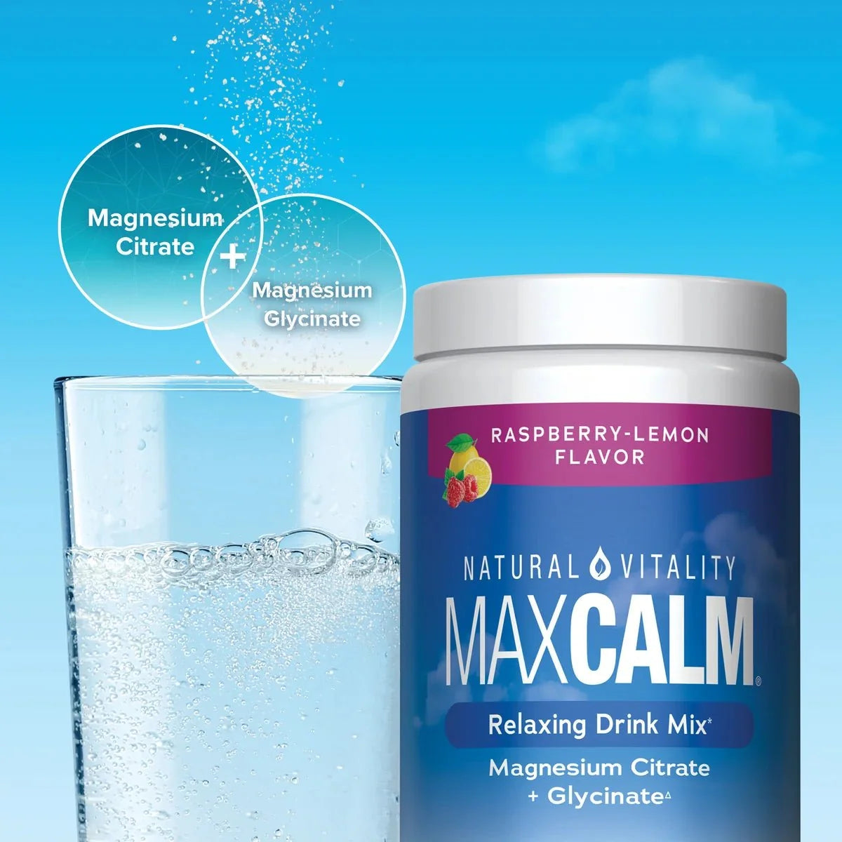 Natural Vitality MAXCALM Magnesium Powder – Raspberry Lemon, 16 oz