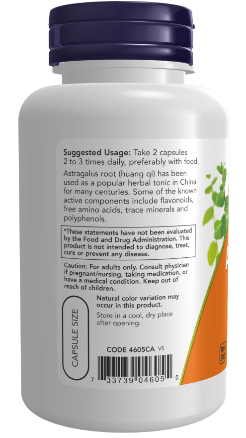 Now Astragalus 500 mg 100 Veg Capsules