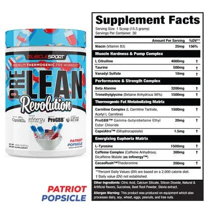 MuscleSport PreLean Pre-Workout Supplement - Midwest Vitamins & Wellness